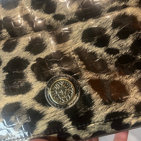 ANNE KLEIN CHEETAH PRINT PATENT LEATHER GOLD BLACK GREY PURSE CHAIN - Picture 2 of 7